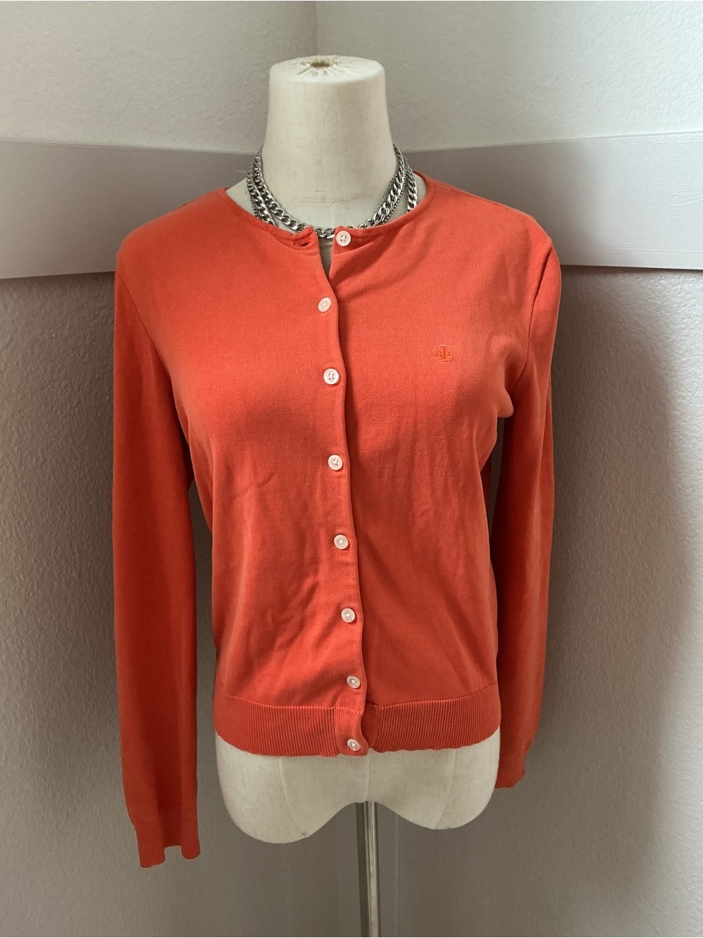 Polo by Ralph Lauren Coral Button-Front Crewneck Cardigan - Picture 2 of 8